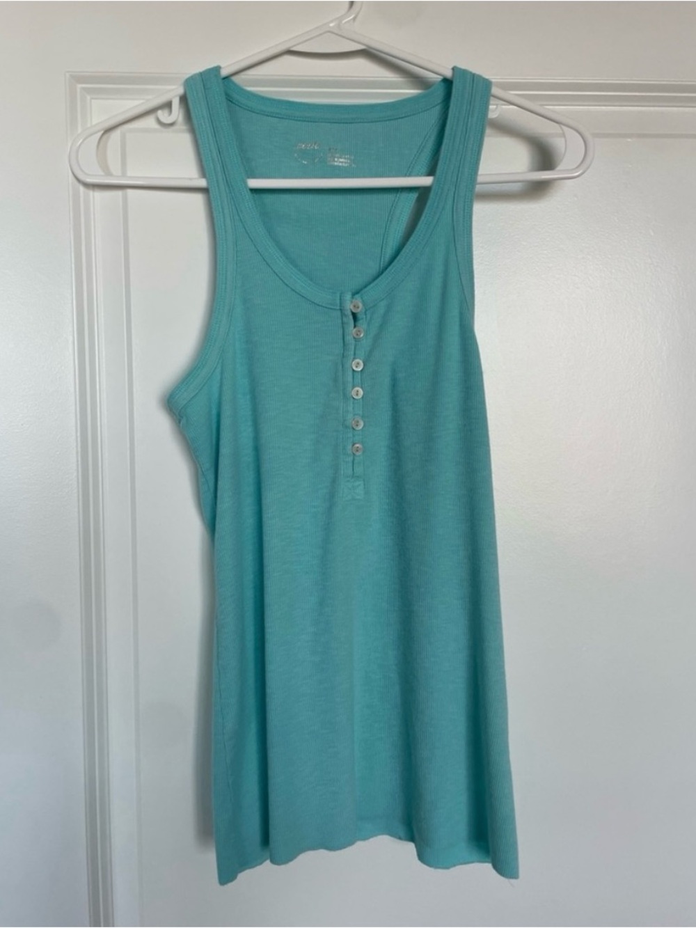 Aerie Henley Tank Top Aqua Size Medium